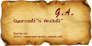 Gyurcsán Anikó névjegykártya